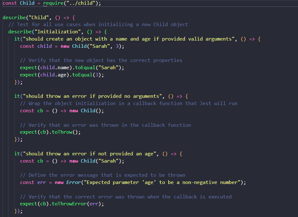 Example of Organizing tests